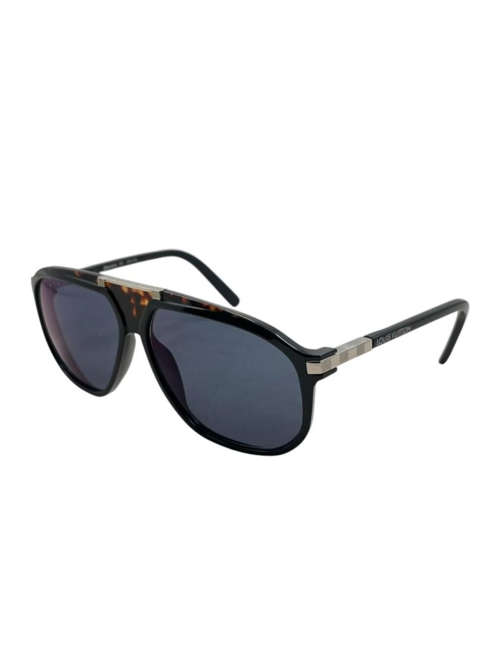 Louis Vuitton Sunglasses Tortoiseshell Pattern Logo Black Brown Eyewear